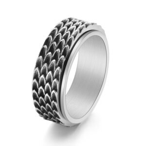 Men's Stainless Steel Dragon Scale Rotatable Ring