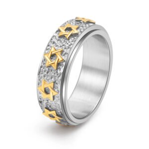 Men's Stainless Steel Hexagonal star rotatable ring
