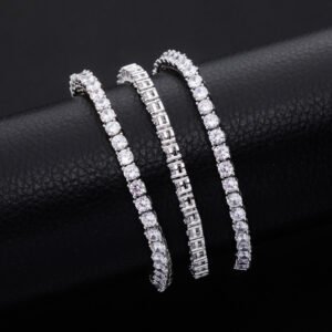 Wholesale Brass 3mm 4mm 5mm Tennis Chain – 18K White Gold Plated