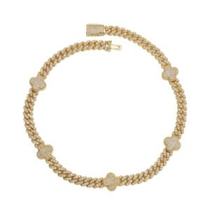 Wholesale Iced Four Leaf Clover Cuban Chain