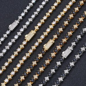 Wholesale 6mm Iced Quadrangular Star Necklace