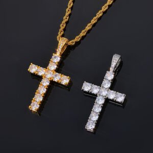 Wholesale Iced Grid Cross Pendant Necklace
