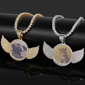 Wholesale Round Angle Wing Photo Pendant