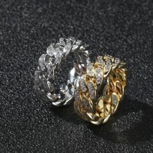 Wholesale Copper 8mm Round & Baguette Cut Cuban Ring