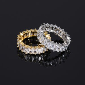 Wholesale Copper 6mm Iced Out Princess Cut Band Ring