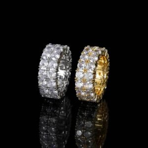 Wholesale 8mm Iced Double-row Cut Ring