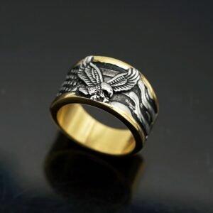 Two-Tone Gold Plated 316SS American Eagle Men's Ring