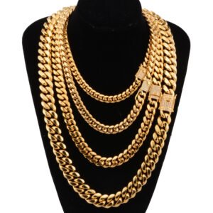 Wholesale Stainless Steel Cuban Link Chain | Diamond-Clasp Thick Necklace