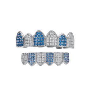 Wholesale Iced Out Blue Diamonds Grillz Set