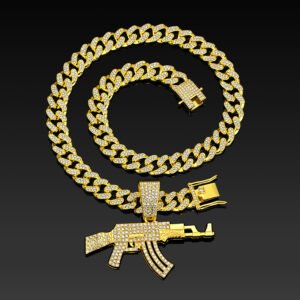 Mens Gun Pendant Necklace