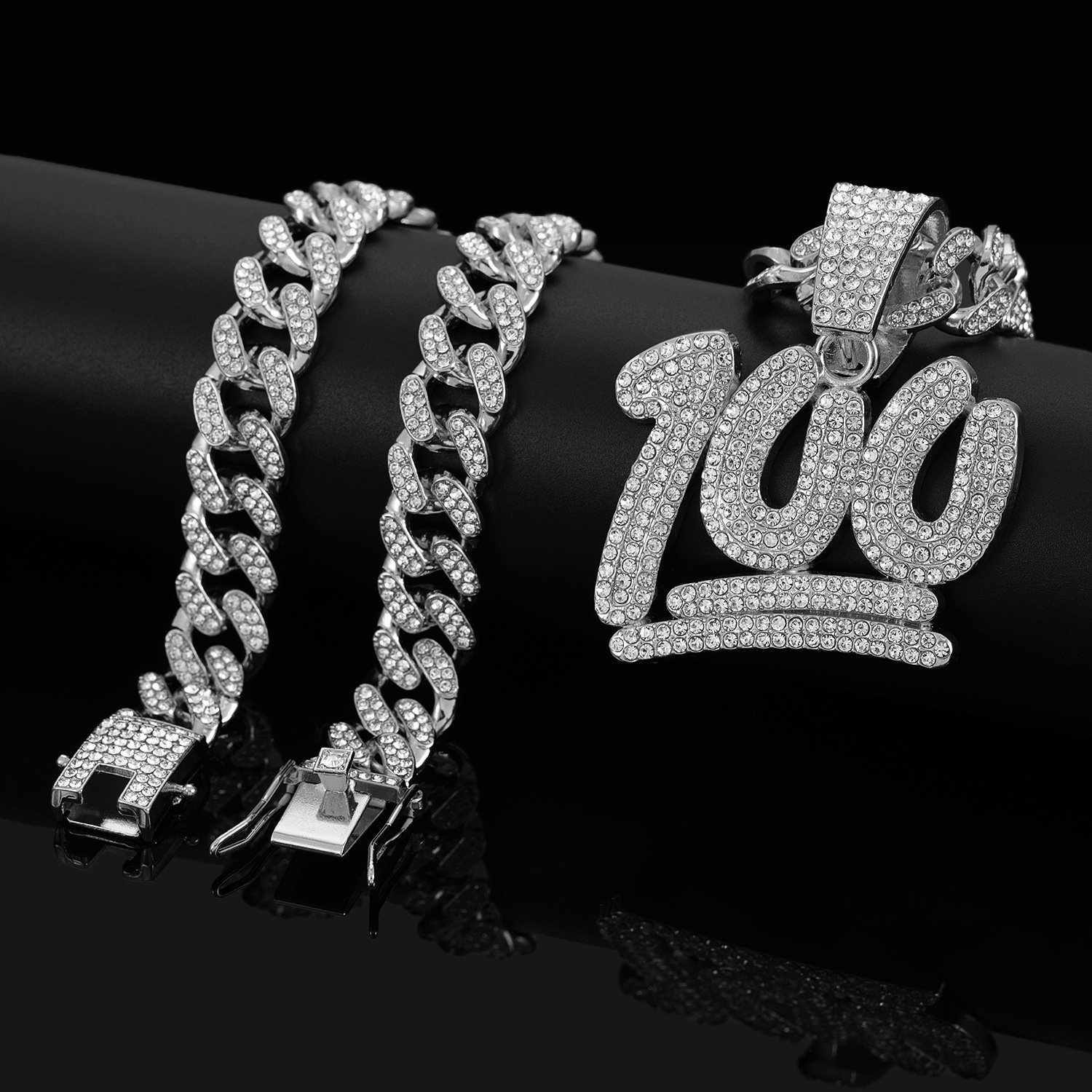 Iced 100 Pendant Necklace - Image 2