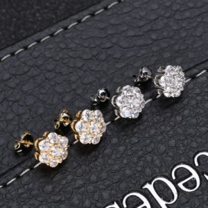 Hip Hop Brass CZ Earrings