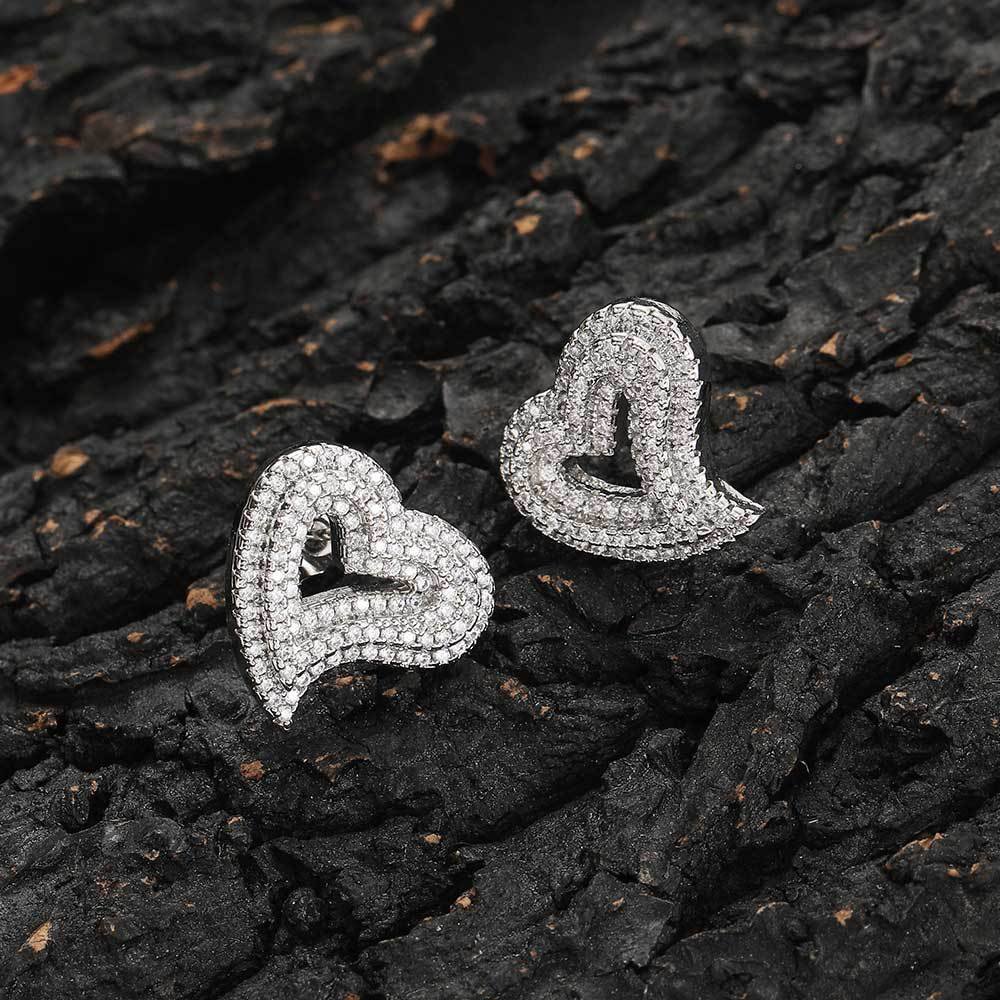 Pave Heart Stud Earrings - Image 3