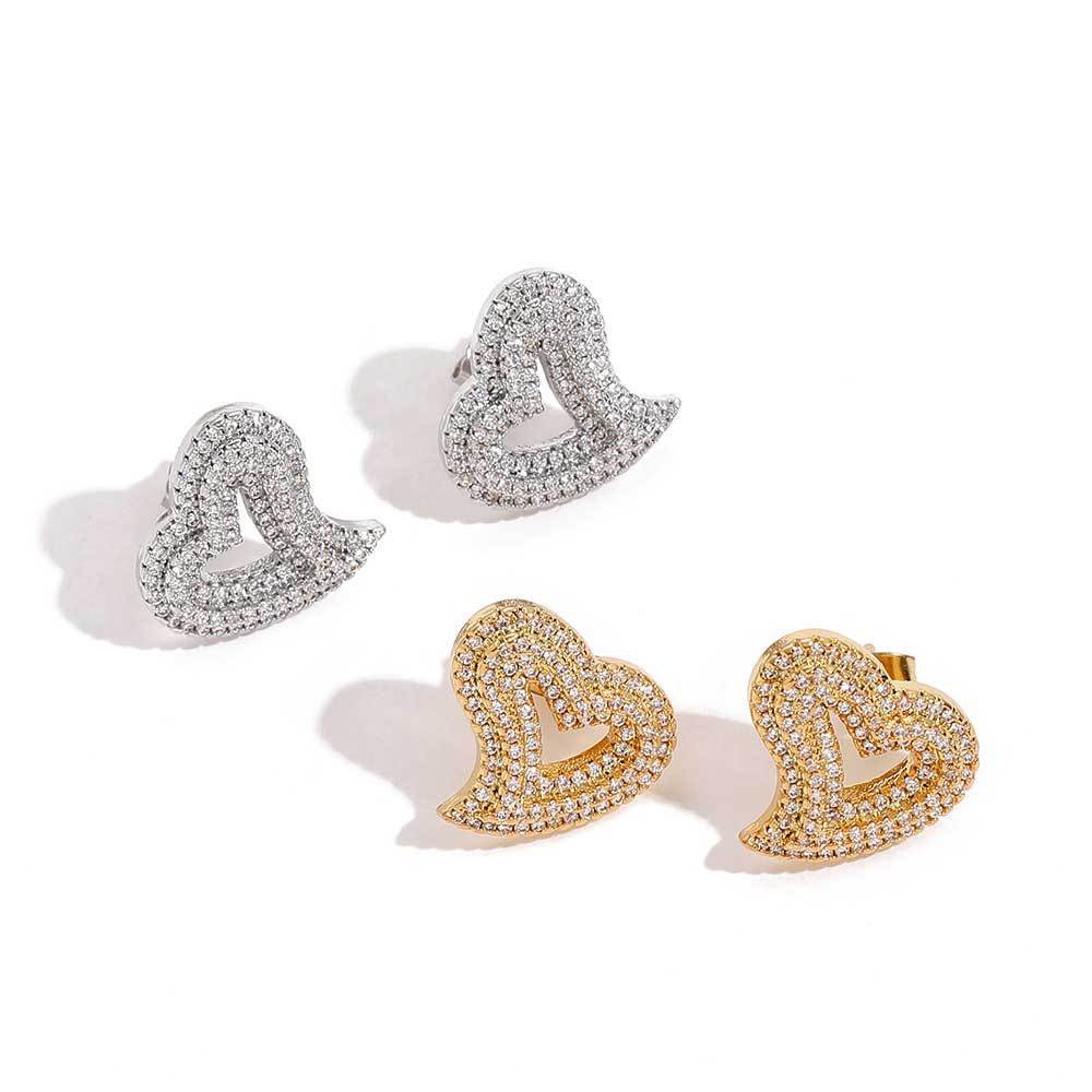 Pave Heart Stud Earrings - Image 4