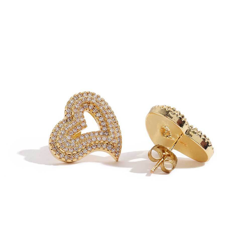 Pave Heart Stud Earrings - Image 5