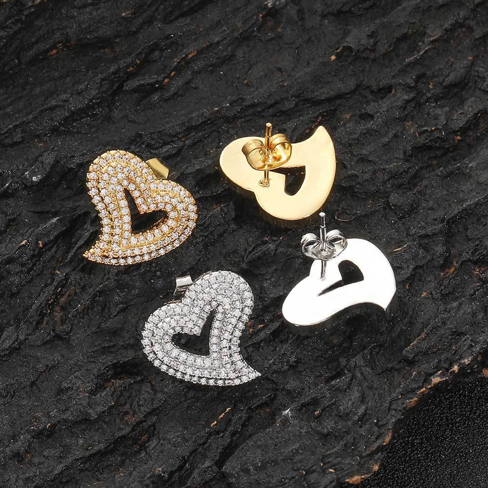 Pave Heart Stud Earring