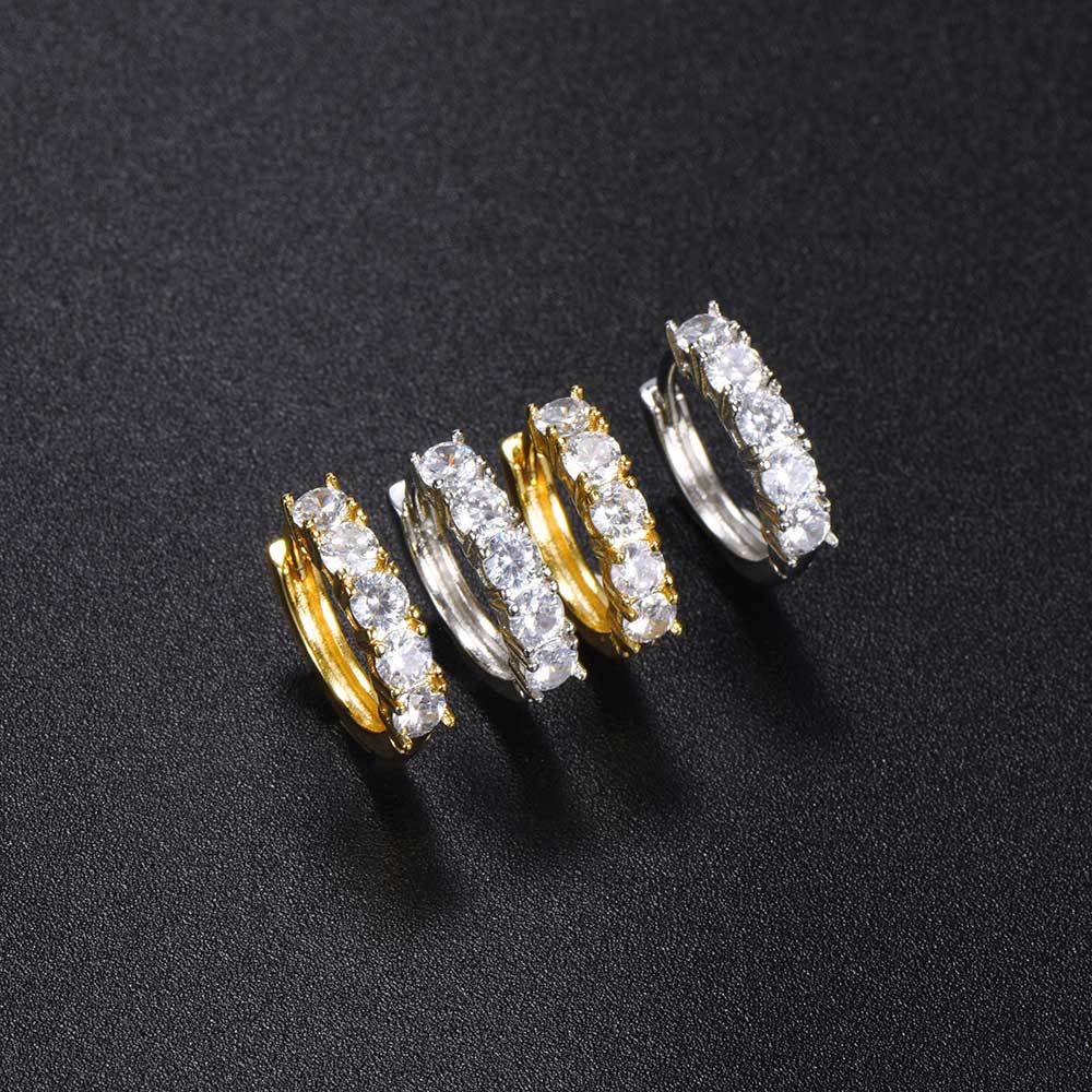 Sparkling Row Hoop Earrings - Image 2