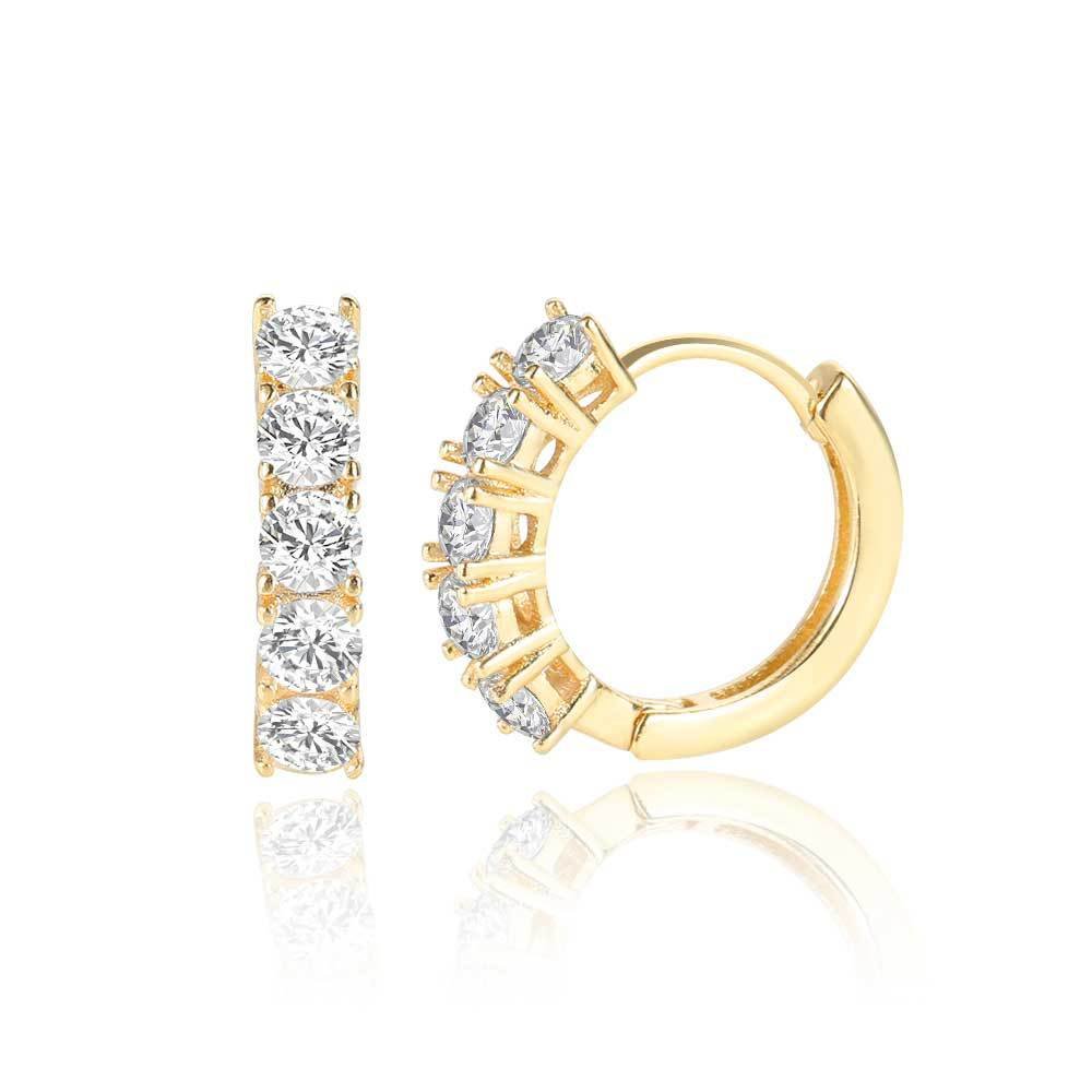 Sparkling Row Hoop Earrings - Image 5
