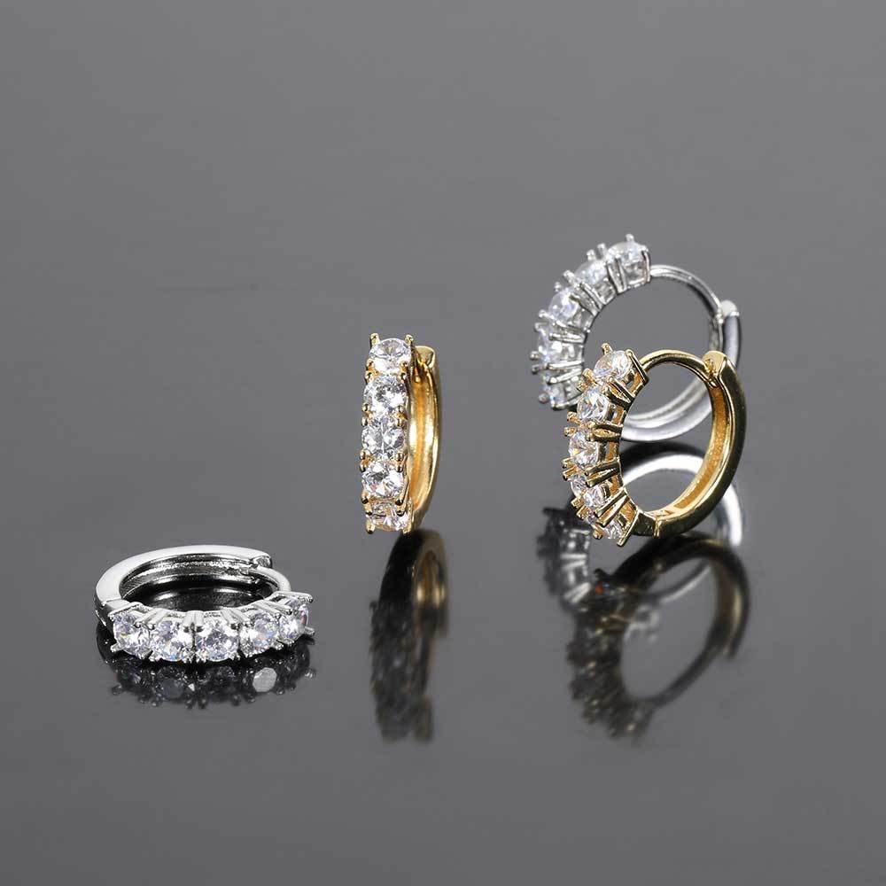 Sparkling Row Hoop Earrings