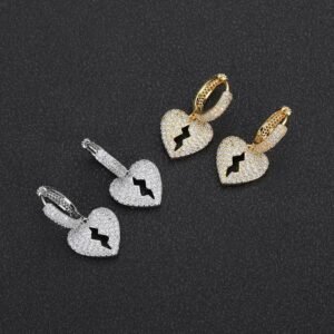 Iced Heart Dangle Earrings