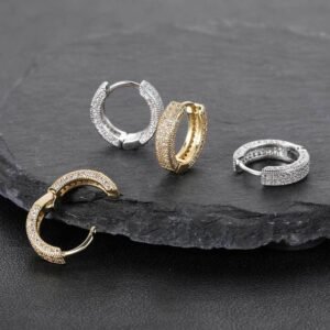Iced Huggie Earrings in Gold