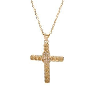 Iced Out Hands Cross Pendant