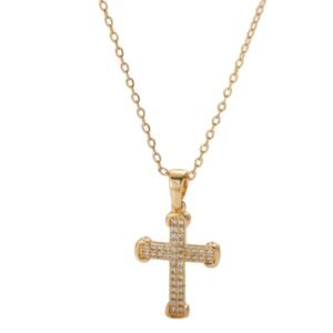 Iced Grid Cross Pendant