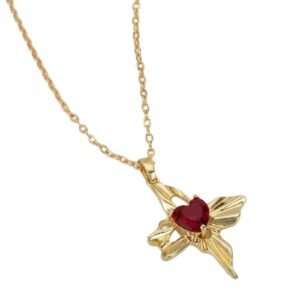 Iced Red Princess Cut Cross Pendant
