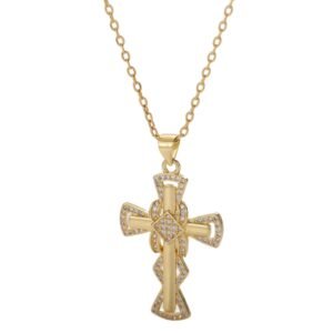 Round Baguette Cluster Cross Pendant